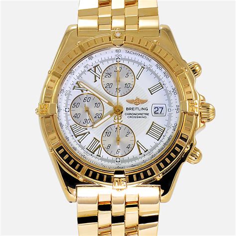 gold breitling watches|solid gold breitling watch.